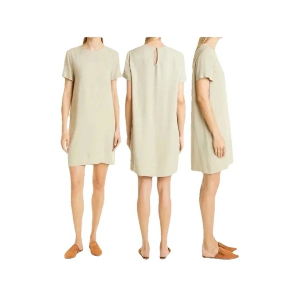 Jenni Kayne Crepe T Shirt Dress Size M Beige Willow Minimalist